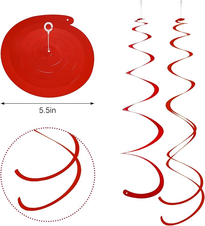 Red Ceiling Swirl Foil Decorations Hanging Plastic Streamer Themed Swirl Party for Valentine’s Day Day Carnival Celebration, Pack of 28