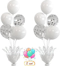 2 Set White Table Balloons Centerpiece with White and Confetti Balloons Stand Kit for Birthday Party Baby Shower Wedding Bridal Shower Prom Cake Table Decorations