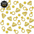 Gold Diamond Ring Confetti (300Pcs) - Glitter Wedding Table Decoration for Bridal Shower, Engagement Party, Hen Party, Valentine's Day, Baby Shower - Table Scatter Decor