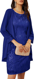 GRACE KARIN Women's Sequin Dress - Wedding Guest & Mother of The Bride Formal Dress - Two Piece Knee Length