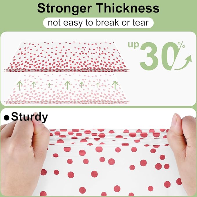 misaya 10 Packs Dot Disposable Table Cloth, 54 x 108 Inch Waterproof Plastic Tablecloth, Rectangle Pink Dots in White Table Covers for Easter, Picnic, Birthday, Party