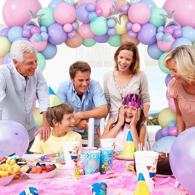 Pastel Balloons Arch Garland Kit, Pastel Pink Purple Blue Yellow Green Party Balloons, Easter Balloon Garland for Girls Kids Women Wedding Baby Shower Birthday Easter Party Decor
