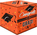 Graduation Card Box, Graduation Party Decorations 2025, Orange Graduation Box, Graduation Card Holder, Foldable Cardboard Congrats Grad Card Gift Box for Graduation Party Supplies Party Favors