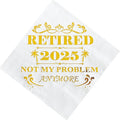 Retired 2025 Cocktail Napkins, 50 Pack 3-Ply Retirement Party Decorations Supplies, Gold Foil Disposable Napkins for Farewell,Coworker Goodbye & Going Away Celebration (5"x5")