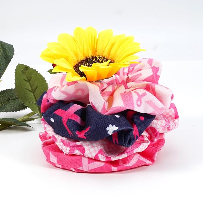 Hair Tie Breast Cancer Hair Scrunchies Pink Ribbon Hair Ties for Women Girls Plaid Butterfly Breast Cancer Awareness Elastic Scrunchy Hair Accessories Gift