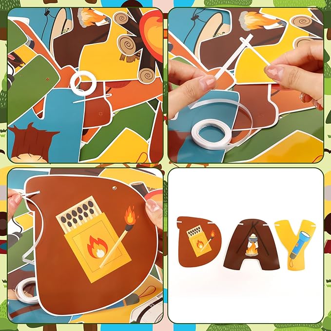 Camping Party Decorations Happy Birthday Banner Camping Party Banner Garland for Birthday Party Decorations Camping Party Supplies