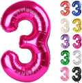 Hot Pink Number 3 Balloon 40 Inch, 3 Balloon Number, 3rd Birthday Decorations, Hot Pink Party Supplies for Boys Girls