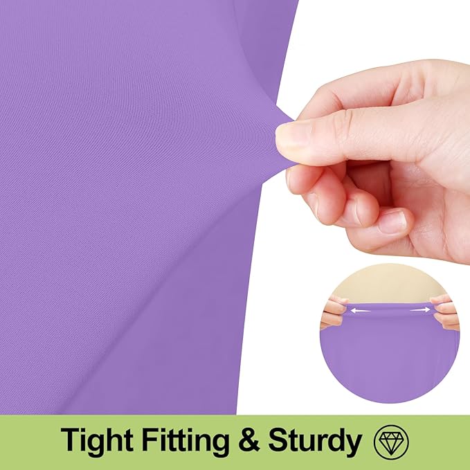 Smiry Spandex Tablecloth, Elastic Fitted Stretch Tablecloth for 6FT Rectangle Tables, Waterproof Washable Table Cover Skirt for Outdoor, Wedding, Banquet & Parties (Lavender, 72Lx30Wx30H Inch)