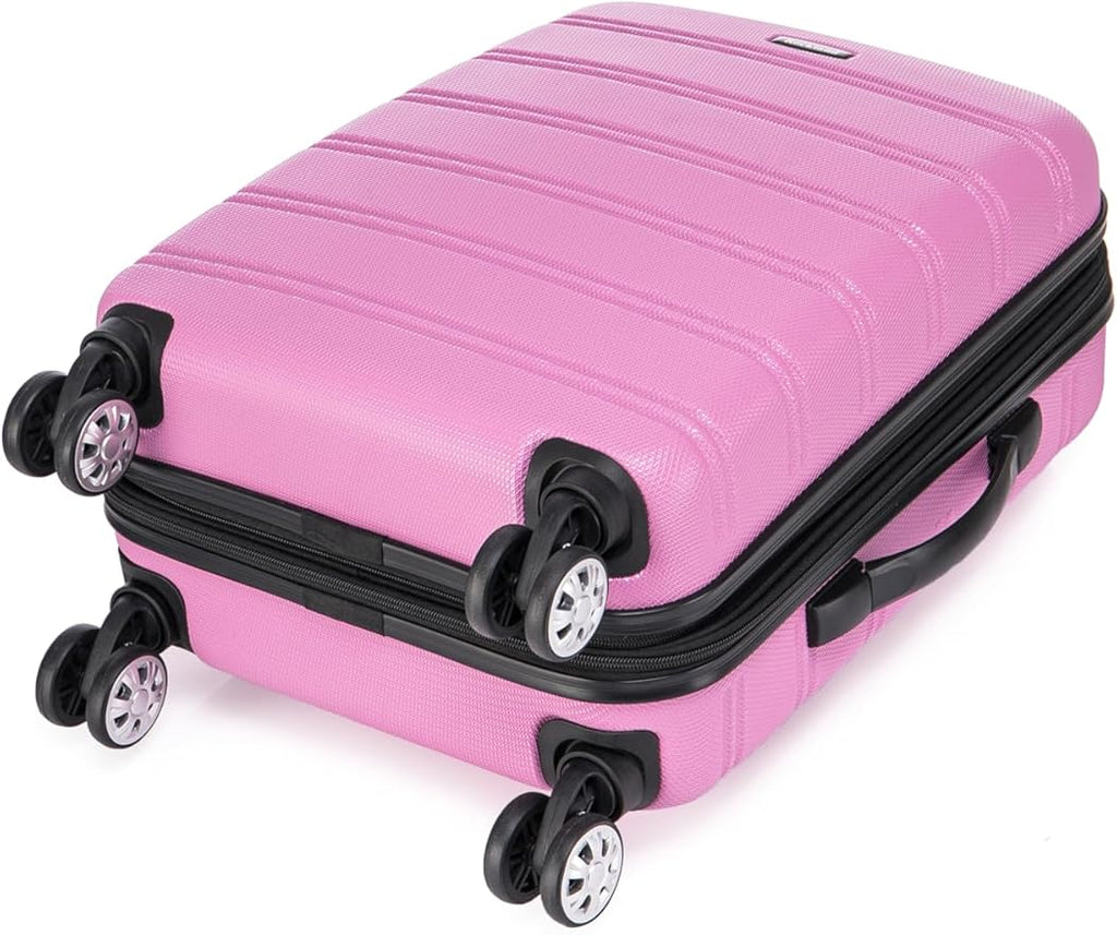 Rockland Melbourne Hardside 2 Piece Expandable Spinner Wheel Luggage Set, Carry-On 20" and Tote 14", Pink