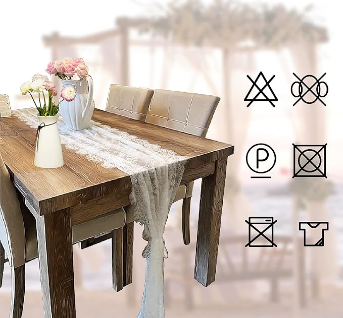 6 Pcs White Lace Table Runner 14 x 120 Inch Embroidered Boho Table Runner for Wedding Party Bridal Shower Decorations Vintage Rustic Table Runners