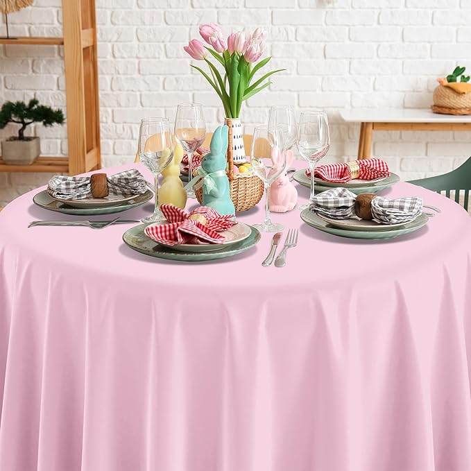 4Pcs 84 Inch Round Pastel Tablecloths, Mix Color Plastic Tablecloth Disposable Round Table Covers for Baby Shower,Bridal,Wedding,Easter,Birthday and Ice Cream Party Decorations