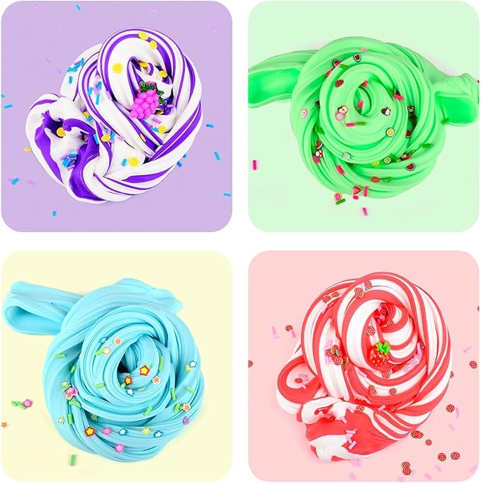 Butter Slime Kit 11 Pack, Scent, Stretchy, and Non-Sticky, with Peach Strawberry, Grape Slime Charms, Stress Relief, Educational Slime, Birthday Gifts Prize Party Favors for Girl Boys Kids 6-12