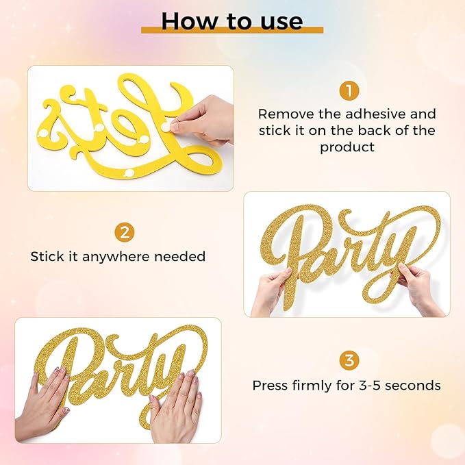 Babenest Let's Party Felt Sign, Gold Reusable Glitter Letter Banner for Backdrop, Balloon Arch Decor, Party Supplies for Graduation, Birthday, Wedding, Bachelorette, Christmas, Home Bar, Man Cave Wall Decorations