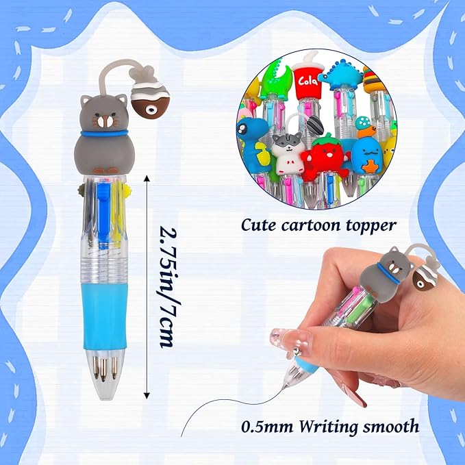 CZWZ 200Pcs Mini Multicolor Pens in One 4-in-1 Cute Pens Bulk, Ballpoint Pen for Birthdays and Parties, Fun Gifts Assorted Ink Kawaii Pen