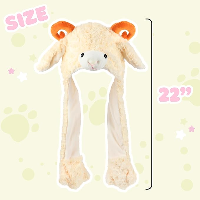 Animal Hat with Ears Moving Jumping Pop Up Beating Hat Plush Holiday Cosplay Dress Up Funny Gift for Kids