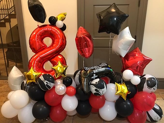 40 Inch Number 8 Balloon, Red 8 18 28 80 Birthday Balloons for Men Boys, 8th Birthday Decorations Party Supplies, Wedding, Graduations