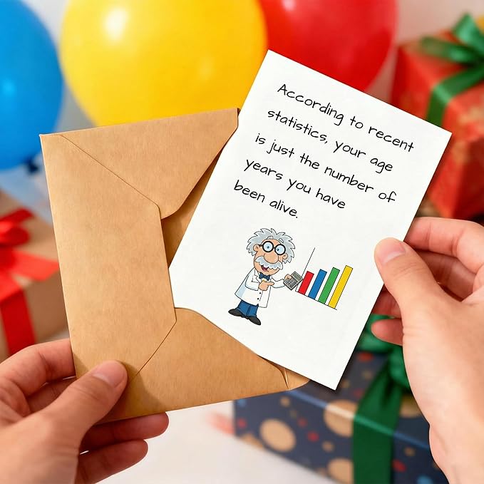 Sarcastic Birthday Card for Statistician Geek, Funny Fact Joke Greeting Card, Witty Humor Bday Card for Him Her, Unique Gift for Adults