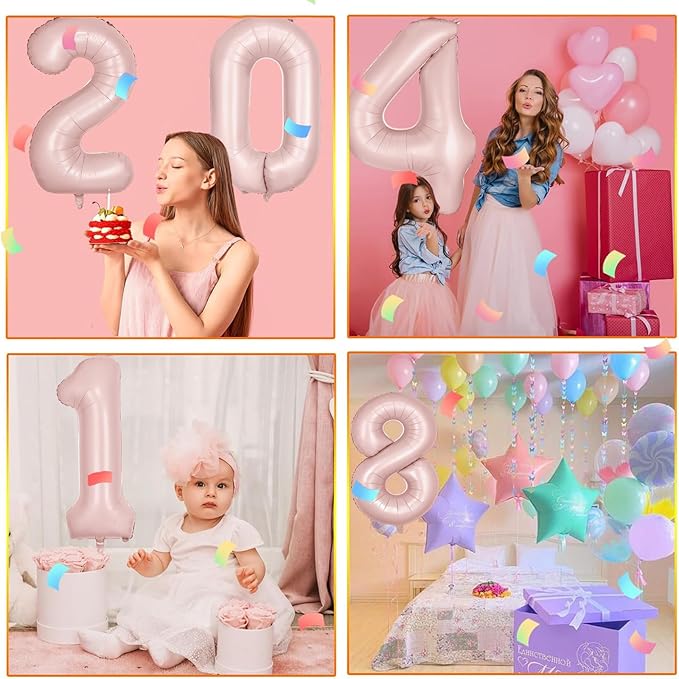 40 inch Pink Number Balloon Light Pink 4 Balloon Matte Pink Number 4 Balloon for 4th Birthday Party Decorations