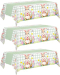 3 Pack Easter Bunny Tablecloth, Disposable Plastic Easter Table Decorations for Spring Party, Easter Decorations for Home, 54x108 Inch