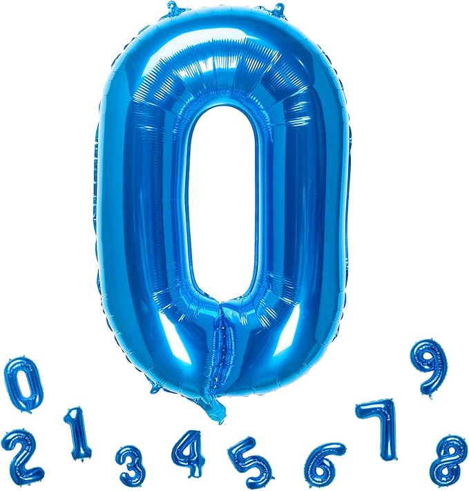 32 Inch Blue Number 0 Balloons Foil Ballon Digital Birthday Party Decoration Supplies (Blue Number 0 Balloon)