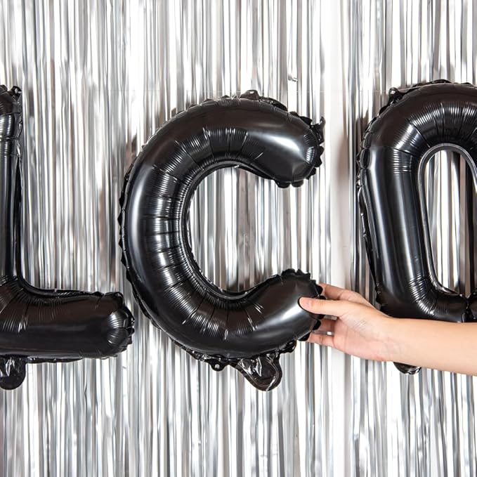 Restaurantware-Balloonify 16 Inch Letter Balloon, 1 Alphabet Party Balloon - Letter C, Self-Sealing, Black Foil Mylar Finish, Hanging Loop, Decoration For Birthday, Wedding, Or Graduation