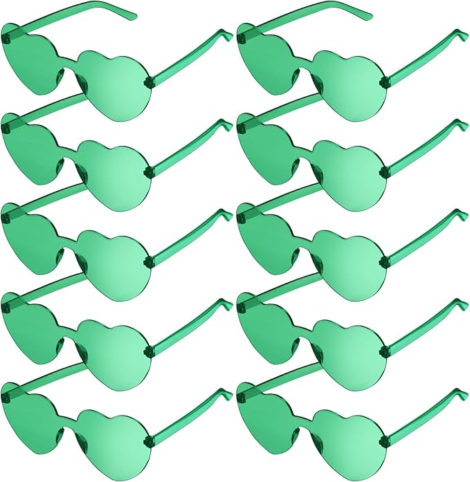 TOODOO 10 Pairs Heart Shaped Sunglasses Rainbow Sunglasses Candy Color Rimless Glasses for Women Girl Party Favor