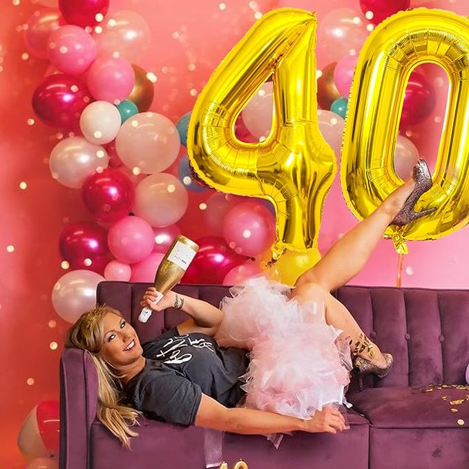 Gold Number Balloons Birthday Balloons - Giant Gold Number 40 Balloon 40 inch, Numbers Balloon 10th Birthday Decorations, Gold Party Supplies for Women Men