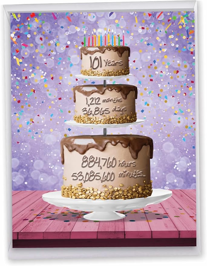 NobleWorks - Big Funny 101th Milestone Birthday Greeting Card 8.5 x 11 Inch with Envelope (1 Pack) Large Jumbo 101 Year Time Count J2774MBG