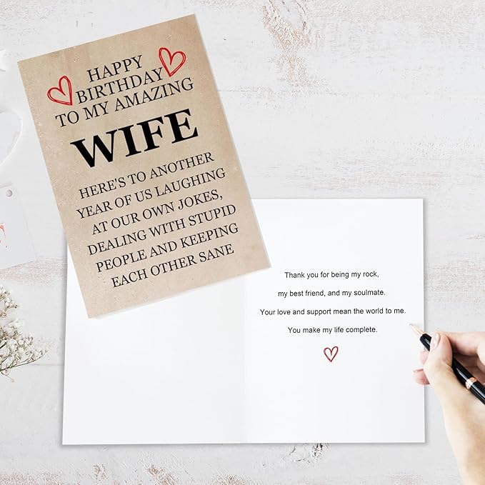 Funny Rude Birthday Card for Wife from Husband, Hilarious Humor Gift Idea for Her, Best Happy Wife Birthday Card with Sarcastic Message, Perfect Couples Gag Birthday Gift