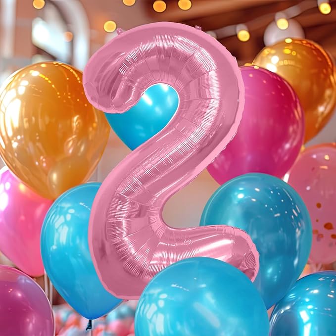 40 Inch Large Pink Number Celebration and Decoration Balloon for Birthday Parties, Graduations, Anniversaries, Weddings, Photo Shoots, Special Events - Helium Foil Mylar (Pink Number 2)