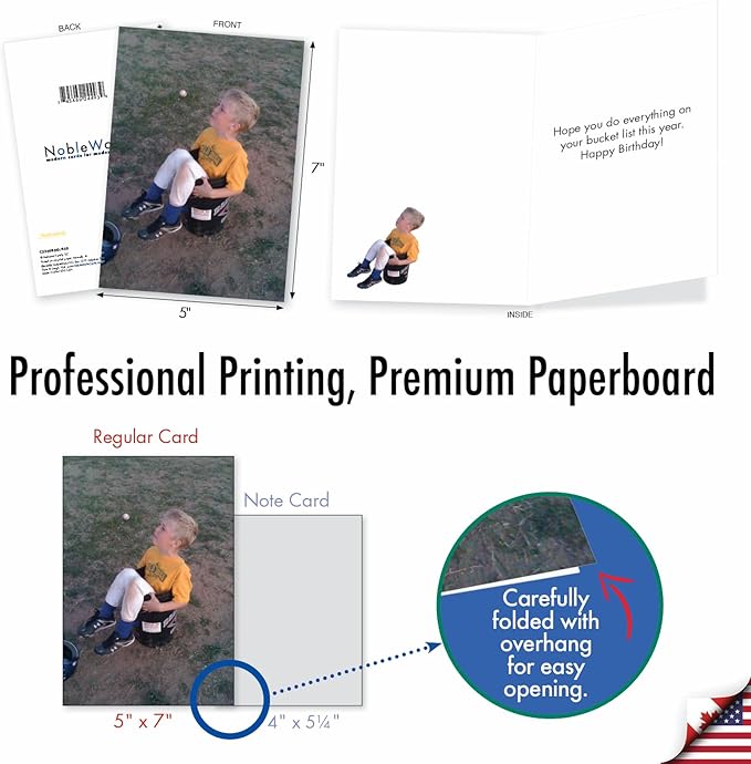 NobleWorks - 1 Happy Birthday Card with Envelope - Funny Photos, Birthday Humor Notecard - Bucket List C3254BDG