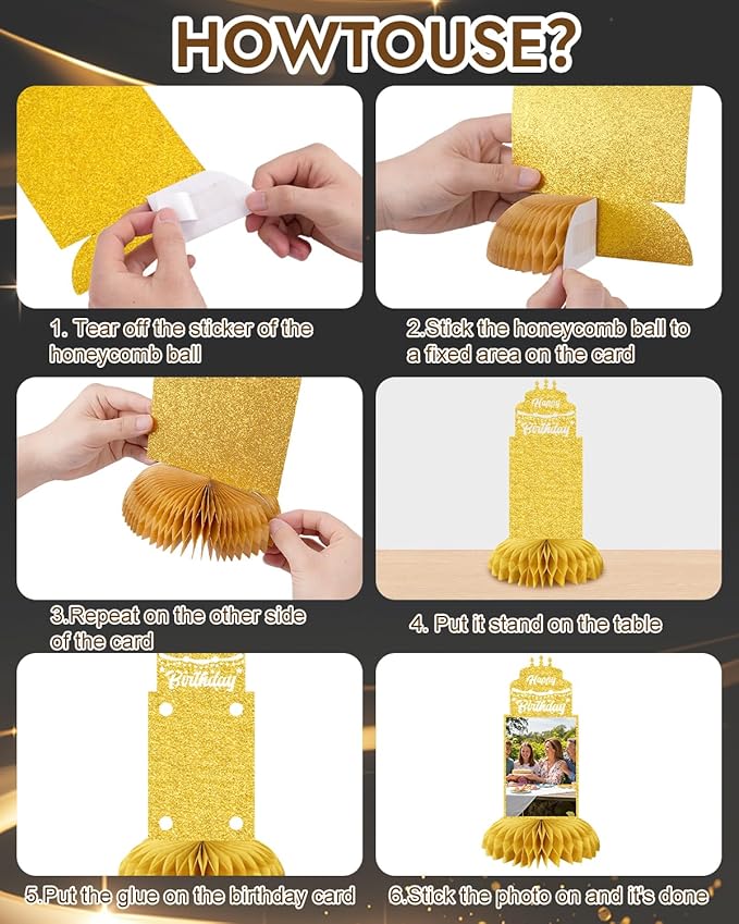 8Pcs 80th Birthday Decoration for Men Women Happy 80th Birthday Honeycomb Centerpieces 80th Birthday Table Party Decorations Black and Gold Cheers to 80 Years Decor 1946 Birthday Party Favors