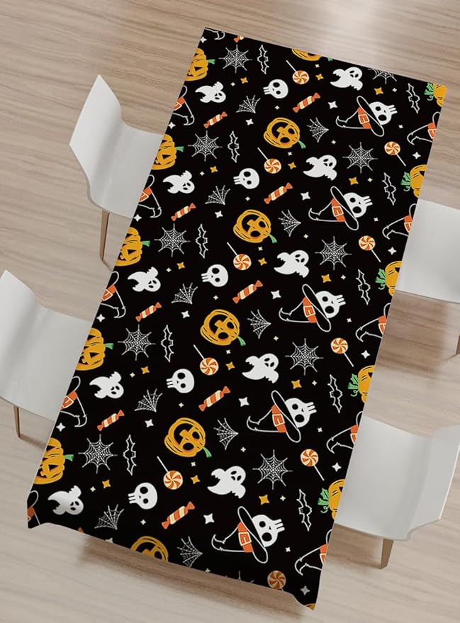 2Pack Halloween Plastic Tablecloths Christmas Plastic Table Covers Cloths BBQ Picnic Halloween Party Oil-Proof Waterproof Table Cloth Pumpkin Ghost TableCover 54 x 108 in