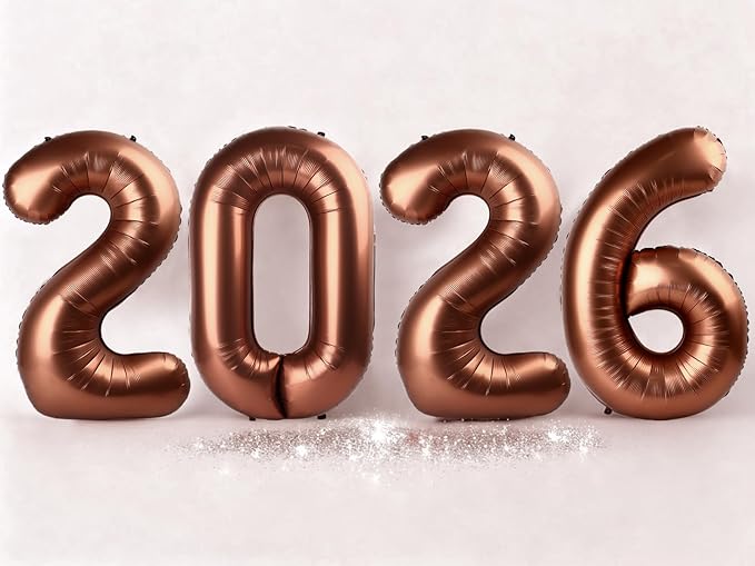 Coffee Brown Number Balloons Party Decorations for 2026, 40 Inch Happy New Years Decorations 2026, Coffee Brown Large 2026 Numbers for Graduation