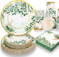 Sage Green Party Decorations, Sage Green Plates and Napkins, Baby Shower Plates and Cups and Napkins Sets 200 Pcs, Eucalyptus Bridal Shower Wedding Baptism Birthday, Serves 50