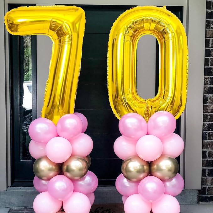 Gold Number Balloons Birthday Balloons - Giant Gold Number 70 Balloon 40 inch, Numbers Balloon 10th Birthday Decorations, Gold Party Supplies for Women Men