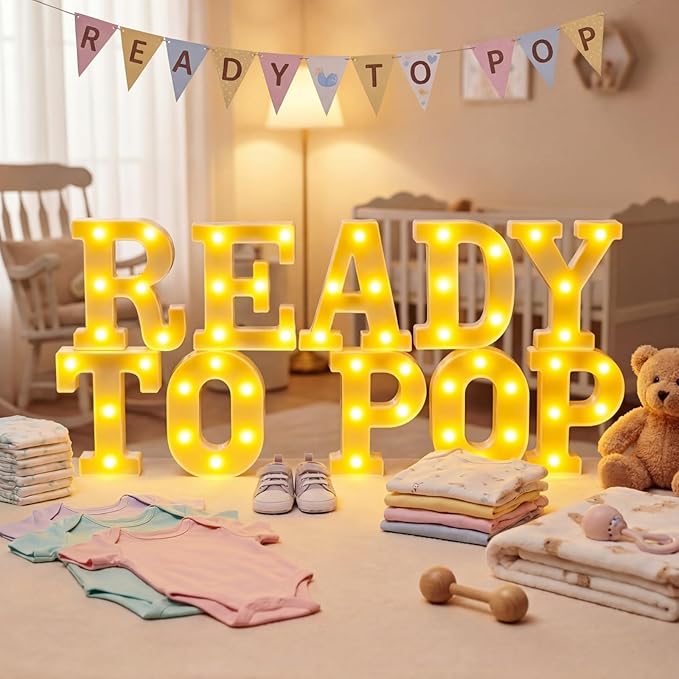 Honoson 10 Pcs Ready to Pop Baby Shower Decorations Ready to Pop Lights up Sign Red Coquette Soda Theme LED Lights Sign for Baby Shower Gender Reveal Birthday Party Decor