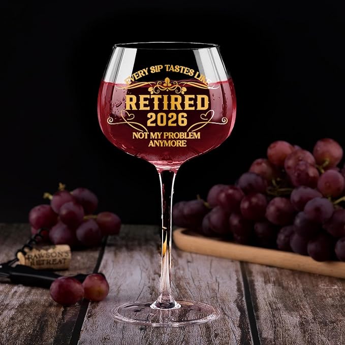 2026 Retirement Gifts for Women men,Funny Retirement Decorations，Retired Wine Glass For Women men 16 Oz, Farewell Card for Retired Woman.