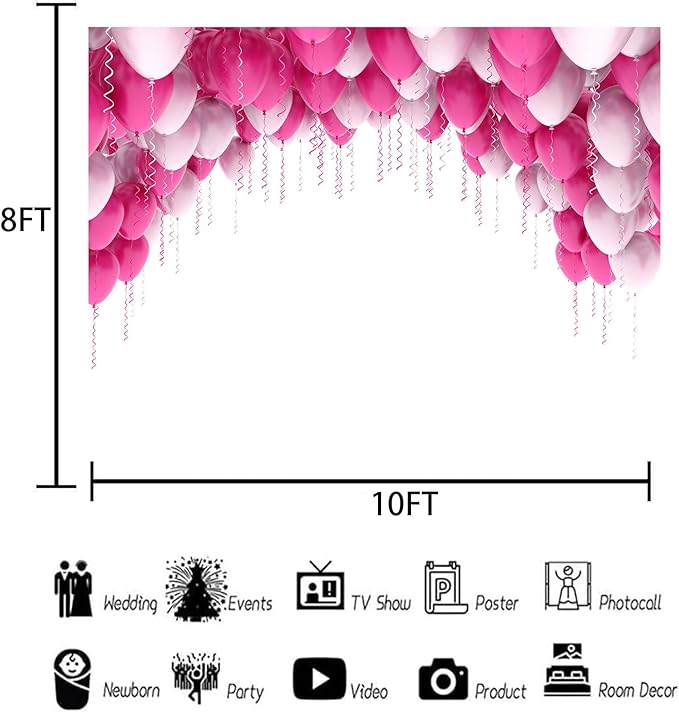 10x8ft Balloon Backdrop, Suitable for Birthday Parties, Baby Showers, Team Gatherings, and Family Gatherings and Photography Background Cloth