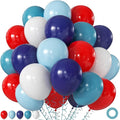 Red Blue White Balloons, 60Pcs 12 Inch Red Navy Light Blue Dusty Blue White Balloons for Baseball Birthday Party Baby Shower 4th of July Decorations