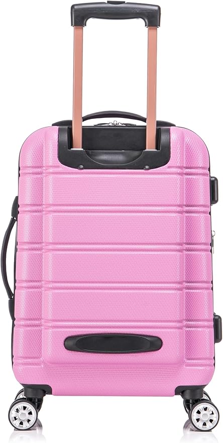 Rockland Melbourne Hardside 2 Piece Expandable Spinner Wheel Luggage Set, Carry-On 20" and Tote 14", Pink