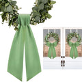 2 Pack White Wreath Sash for Front Door Blank Sashes 3.7 x 54 Inch Polyester Plain Door Decoration for Christmas Halloween Party Porch Yard Outdoor (Green)