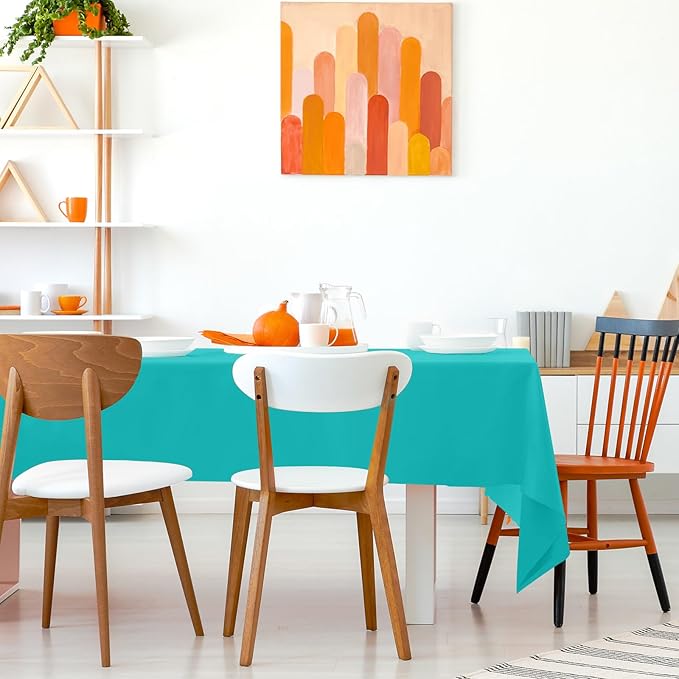Kopokita 6PCS Teal Plastic Tablecloths 54 x 108 Inch, Disposable Table Cloths Rectangle Party Table Covers