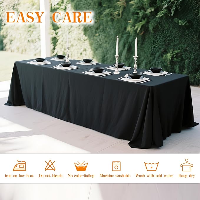 WIGENIUS 2 Pack Black Table Cloth Rectangle Tablecloths 60X84 Inch,Polyester Table Cloth for 4 Foot Rectangle Tables,Wrinkle Resistant Washable Fabric Table Covers for Party,Wedding Banquet
