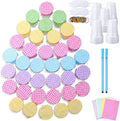 Capoda 60 Pack Easter Punch Game Set Easter Egg DIY Prize Punch Box Game Include 60 Pcs 16oz Plastic Cups 60 Sheet Tissue Paper Pens Blindfolds and 160 Pcs Rubber Bands for Outdoor Indoor Family Party