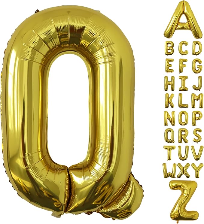 Letter Balloons Gold Party Balloon - 40 Inch Large Gold Letter Q Balloon, Letter Balloon Birthday Decorations, Balloon for Women Men Anniversary Party Decorations Supplies