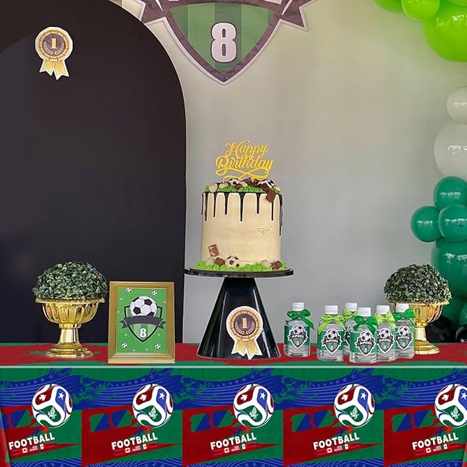 2Pcs Football Birtrhday Party Tablecloth |108 x 54 Inch| Soccer Disposable Rectangle Tablecover Party Supplies