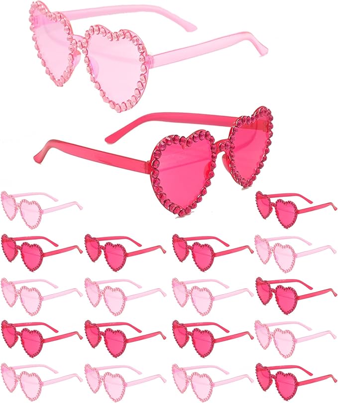 20 Pairs Heart Shaped Sunglasses for Women Colorful Glasses Fun Trendy Transparent Heart Sunglasses Party Favor