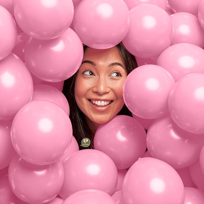 AFTERLOON® Biodegradable Mini Balloons 100 pcs Cotton Candy Pink 5 Inch, Matte Color Thickened Extra Strong Latex Helium Float, Baby Shower Gender Reveal Garland Wedding Birthday Party Decorations