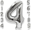 AULE 40 Inch Big Silver 4 Balloon Number Large Foil Helium Number Balloons 0-9 Jumbo Giant Happy 4th Birthday Party Decorations for Boy or Girl Huge Mylar Anniversary Party Supplies